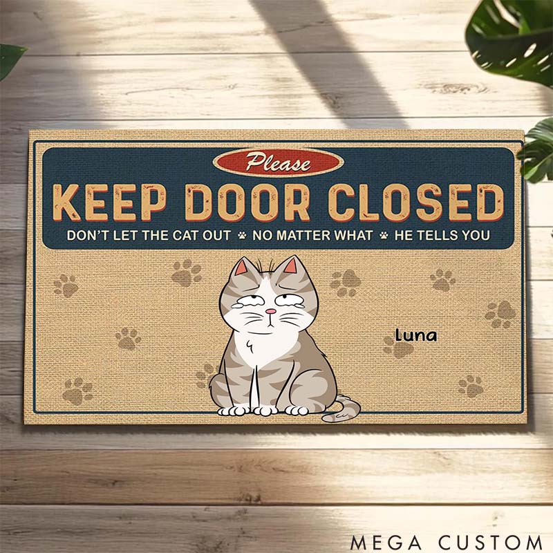 Personalized Cat Lover Keep Door Closed Cats Escape Doormat