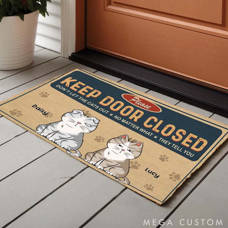 Personalized Cat Lover Keep Door Closed Cats Escape Doormat