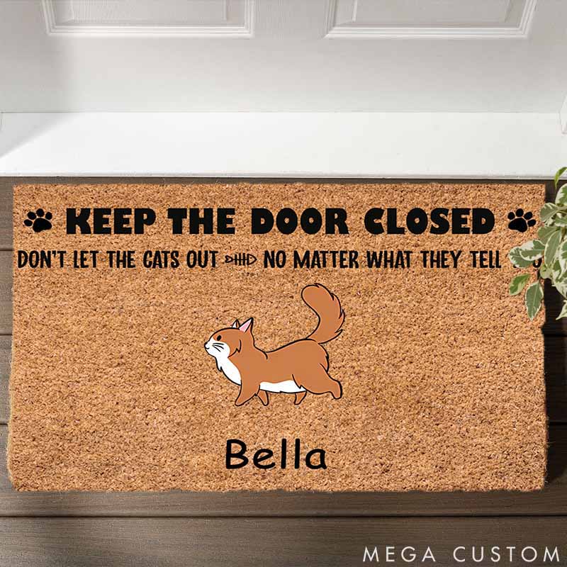 Personalized Cat Lover Keep Door Closed Doormat