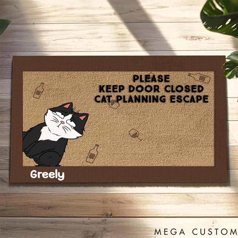 Personalized Cat Lover Keep Your Door Closed Doormat