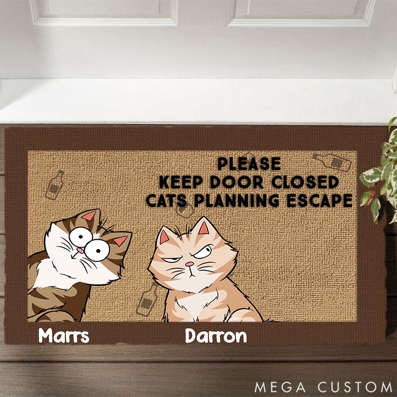 Personalized Cat Lover Keep Your Door Closed Doormat