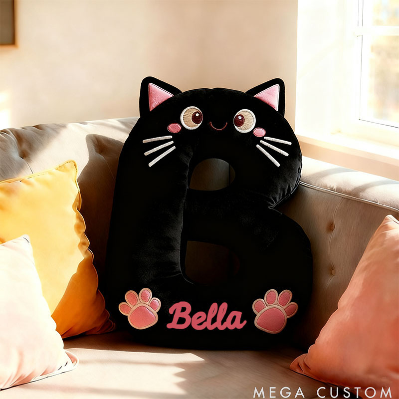 Personalized Cat Lover Letter Pillow with Custom Name Design Ver Black Cats Graphic 3D Print