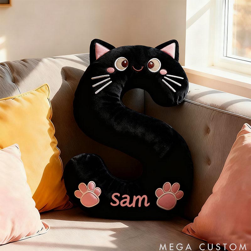 Personalized Cat Lover Letter Pillow with Custom Name Design Ver Black Cats Graphic 3D Print