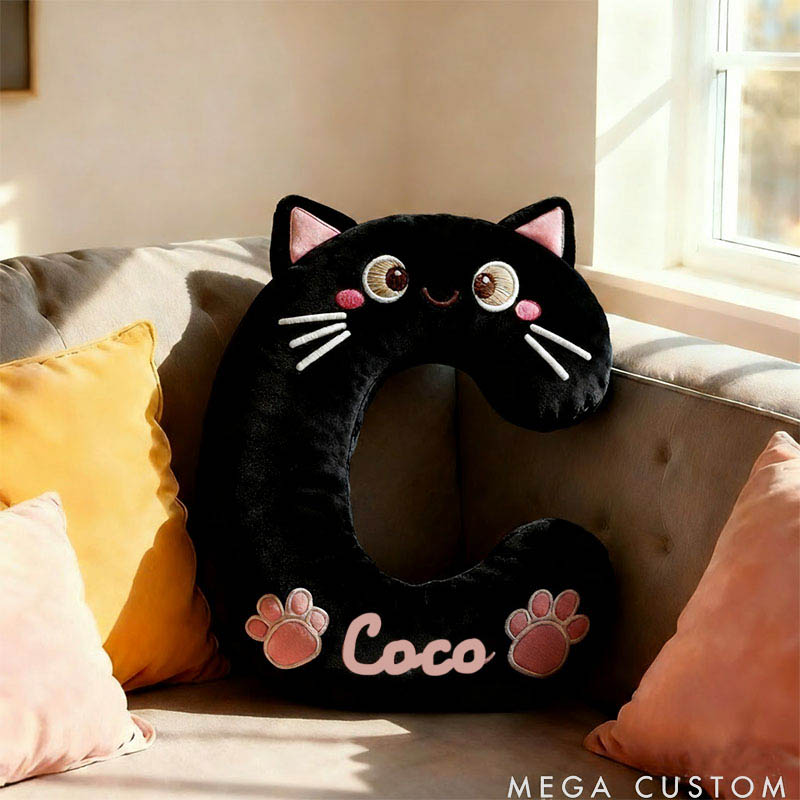Personalized Cat Lover Letter Pillow with Custom Name Design Ver Black Cats Graphic 3D Print