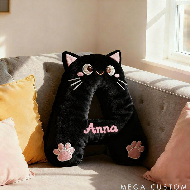 Personalized Cat Lover Letter Pillow with Custom Name Design Ver Black Cats Graphic 3D Print