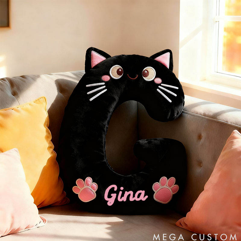 Personalized Cat Lover Letter Pillow with Custom Name Design Ver Black Cats Graphic 3D Print