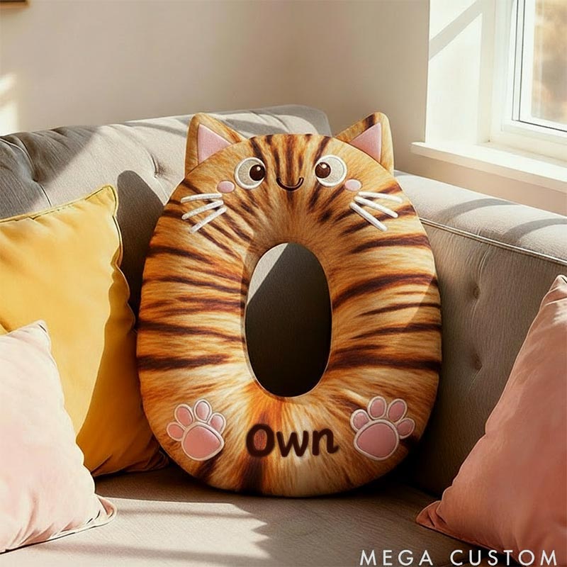 Personalized Cat Lover Letter Pillow with Custom Name Design Ver Orange Tabby Graphic 3D Print