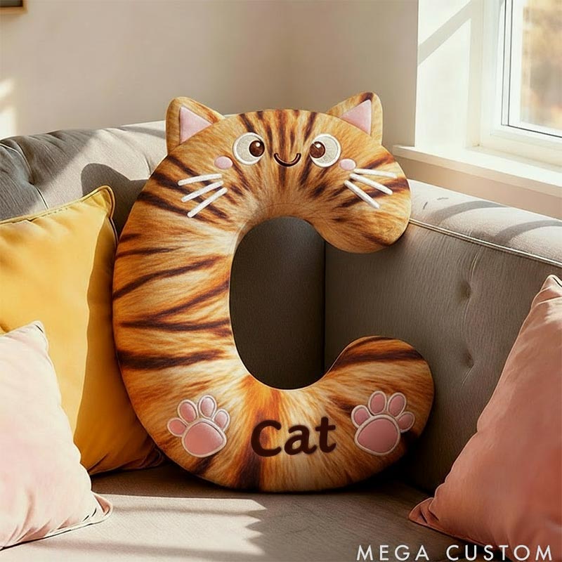 Personalized Cat Lover Letter Pillow with Custom Name Design Ver Orange Tabby Graphic 3D Print