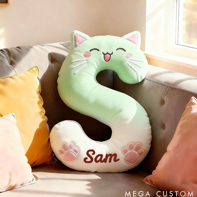 Personalized Cat Lover Letter Pillow with Custom Name Design Ver Smile Cats Graphic 3D Print