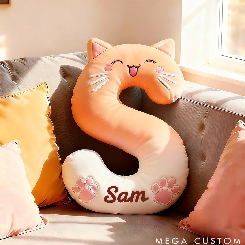 Personalized Cat Lover Letter Pillow with Custom Name Design Ver Smile Cats Graphic 3D Print