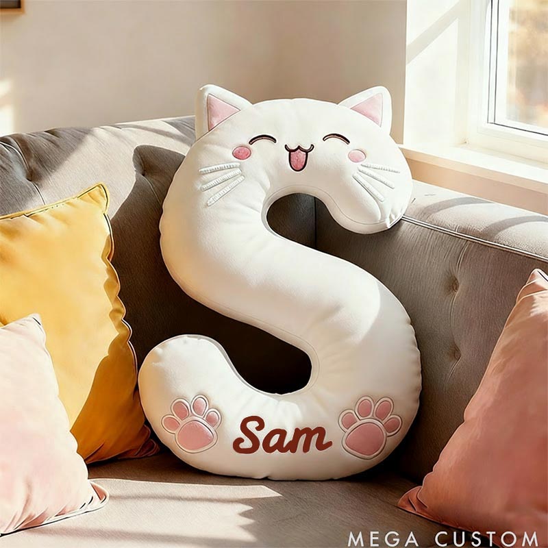 Personalized Cat Lover Letter Pillow with Custom Name Design Ver Smile Cats Graphic 3D Print