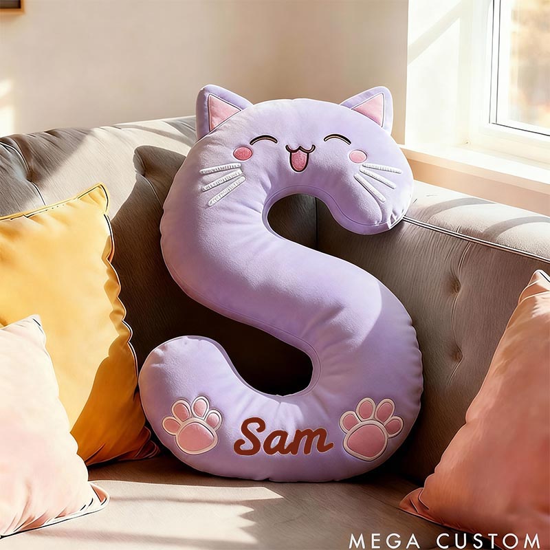 Personalized Cat Lover Letter Pillow with Custom Name Design Ver Smile Cats Graphic 3D Print