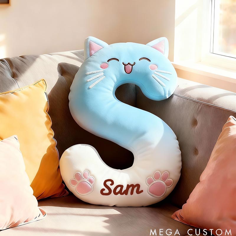 Personalized Cat Lover Letter Pillow with Custom Name Design Ver Smile Cats Graphic 3D Print