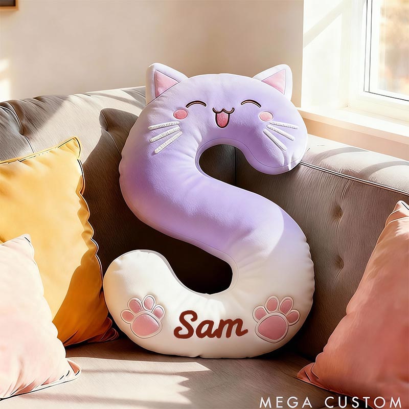 Personalized Cat Lover Letter Pillow with Custom Name Design Ver Smile Cats Graphic 3D Print