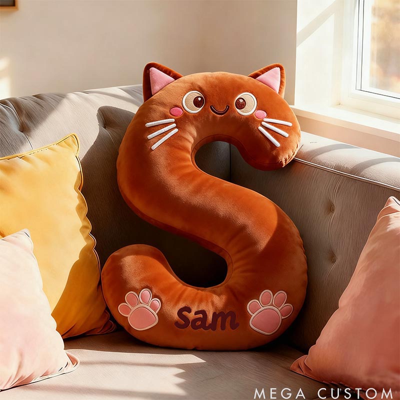 Personalized Cat Lover Letter Pillow with Custom Name Design Ver Solid Brown Cats Graphic 3D Print