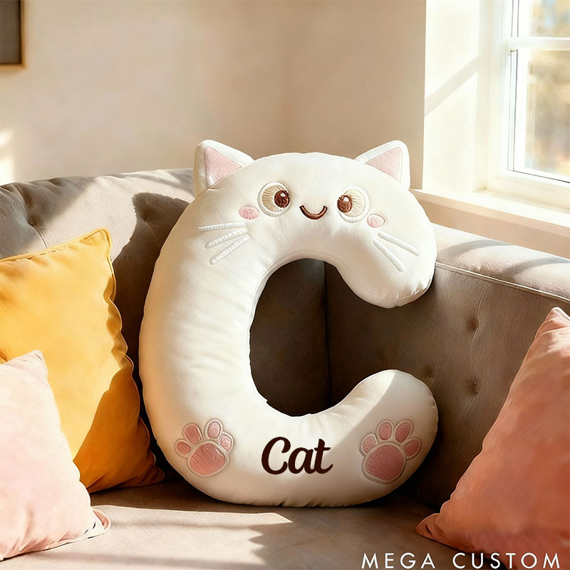 Personalized Cat Lover Letter Pillow with Custom Name Design Graphic 3D Print