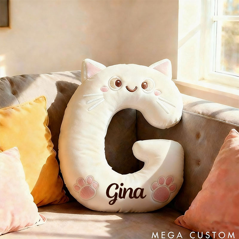 Personalized Cat Lover Letter Pillow with Custom Name Design Graphic 3D Print