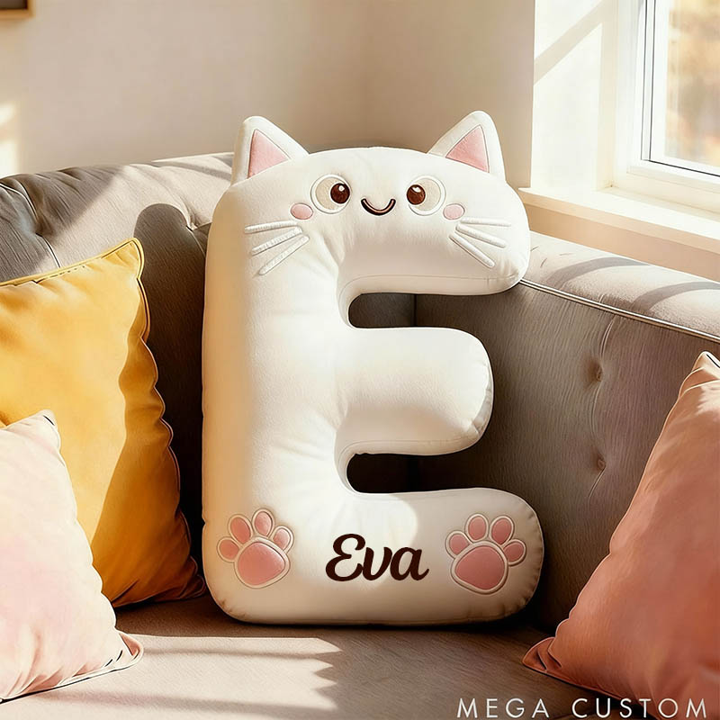 Personalized Cat Lover Letter Pillow with Custom Name Design Graphic 3D Print