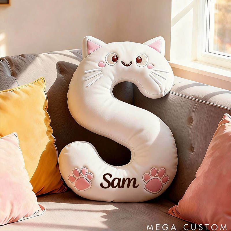 Personalized Cat Lover Letter Pillow with Custom Name Design Graphic 3D Print