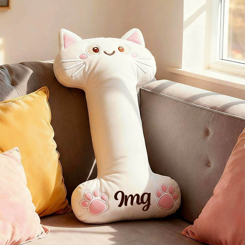 Personalized Cat Lover Letter Pillow with Custom Name Design Graphic 3D Print