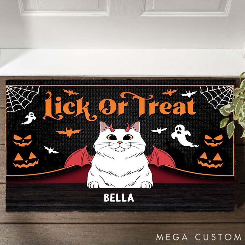Personalized Cat Lover Lick or Treat Doormat