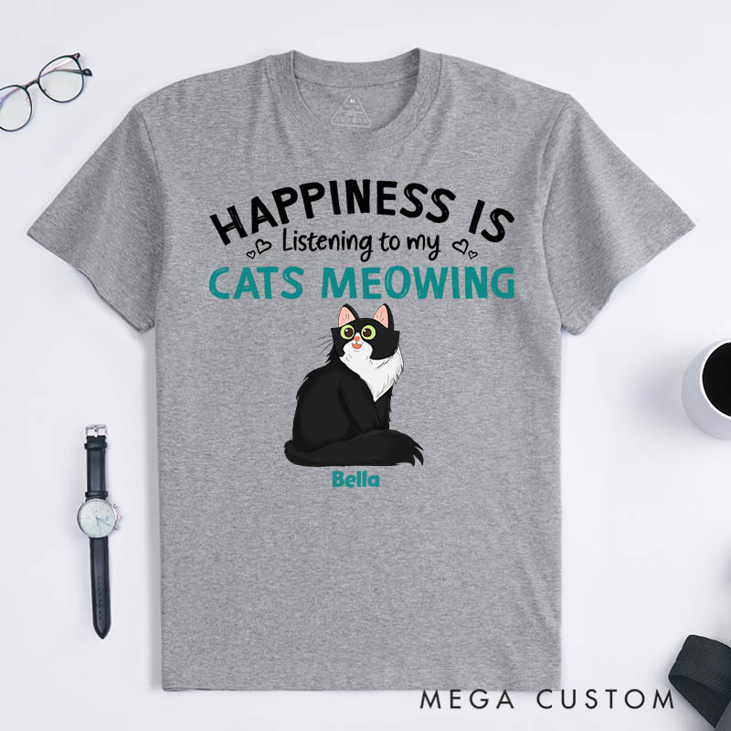 Personalized Cat Lover Listening to My Cats Meowing T-Shirt