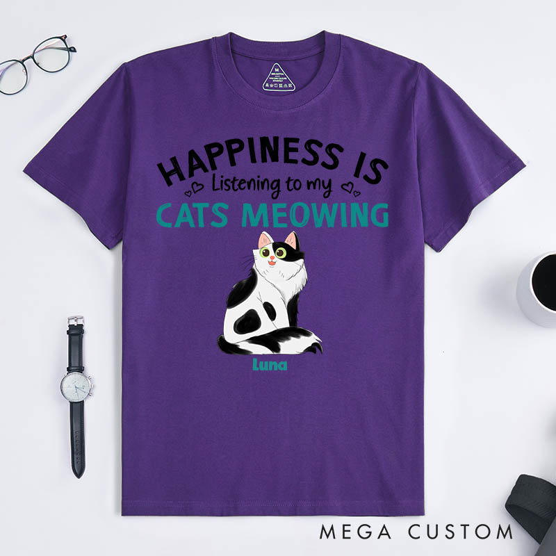 Personalized Cat Lover Listening to My Cats Meowing T-Shirt