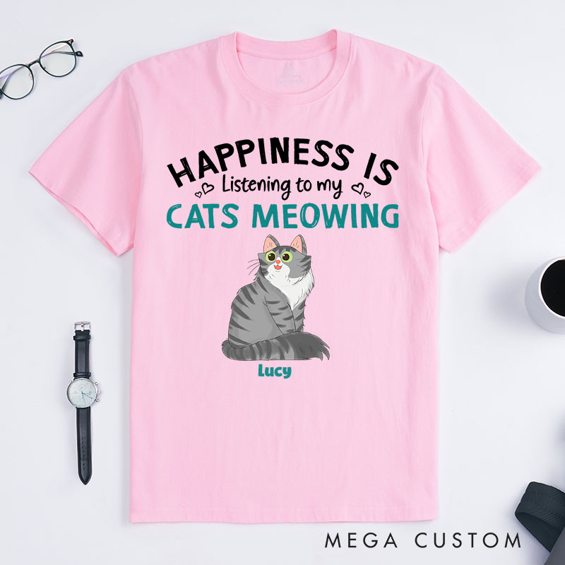 Personalized Cat Lover Listening to My Cats Meowing T-Shirt