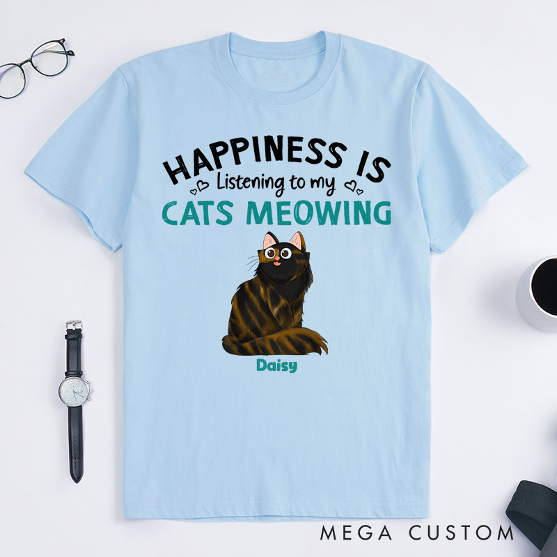 Personalized Cat Lover Listening to My Cats Meowing T-Shirt