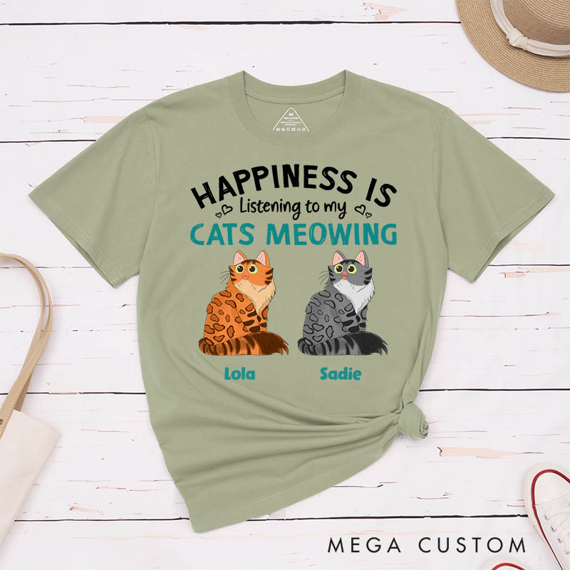 Personalized Cat Lover Listening to My Cats Meowing T-Shirt