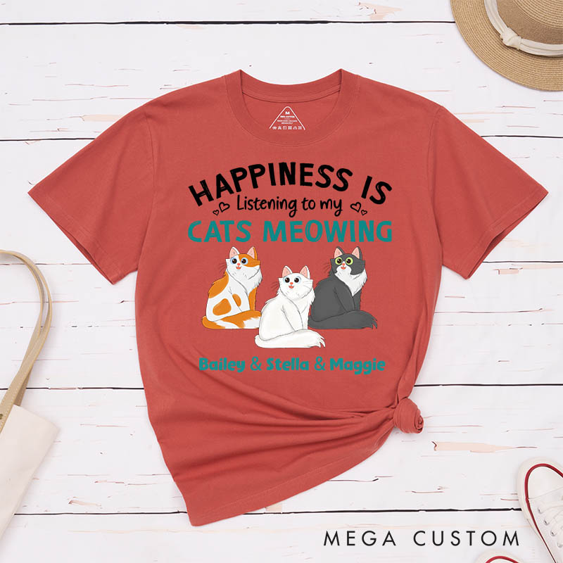 Personalized Cat Lover Listening to My Cats Meowing T-Shirt