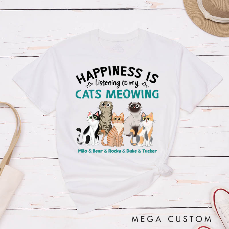 Personalized Cat Lover Listening to My Cats Meowing T-Shirt