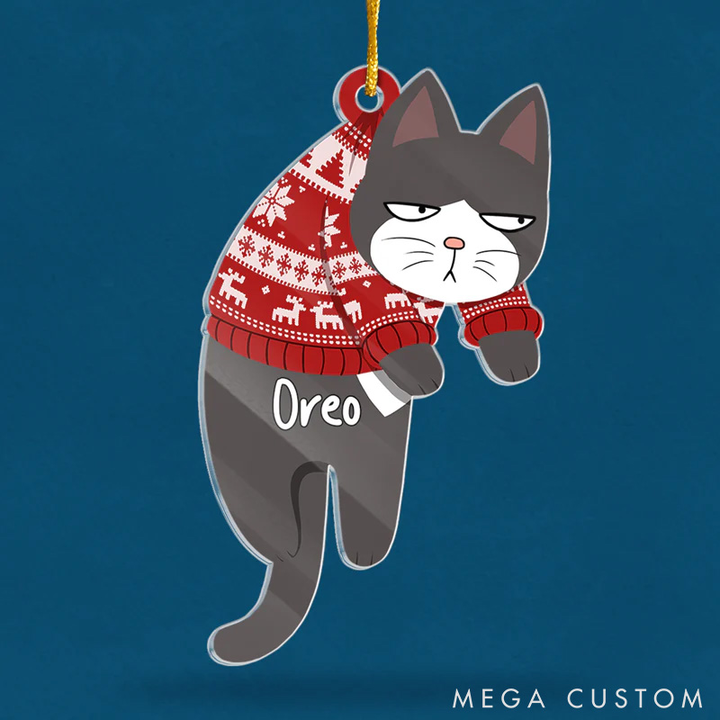 Personalized Cat Lover Little all I Want for Christmas Is a Cat by My Side Christmas Ornament