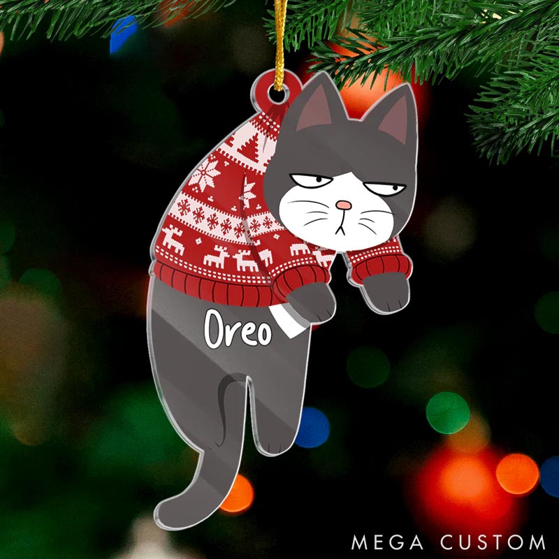 Personalized Cat Lover Little all I Want for Christmas Is a Cat by My Side Christmas Ornament