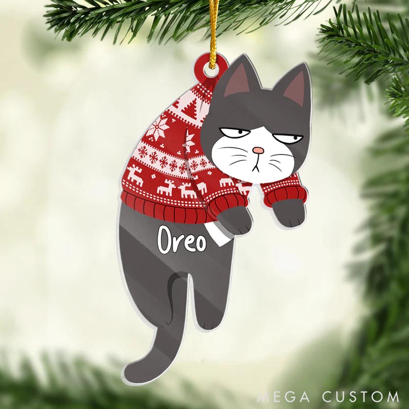 Personalized Cat Lover Little all I Want for Christmas Is a Cat by My Side Christmas Ornament