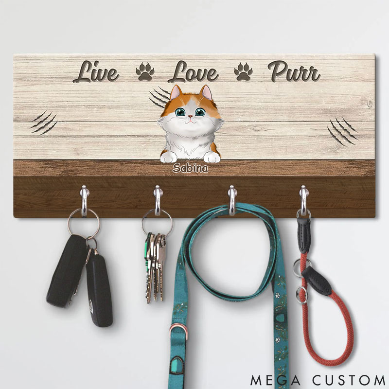 Personalized Cat Lover Live Love Purr Key Holders