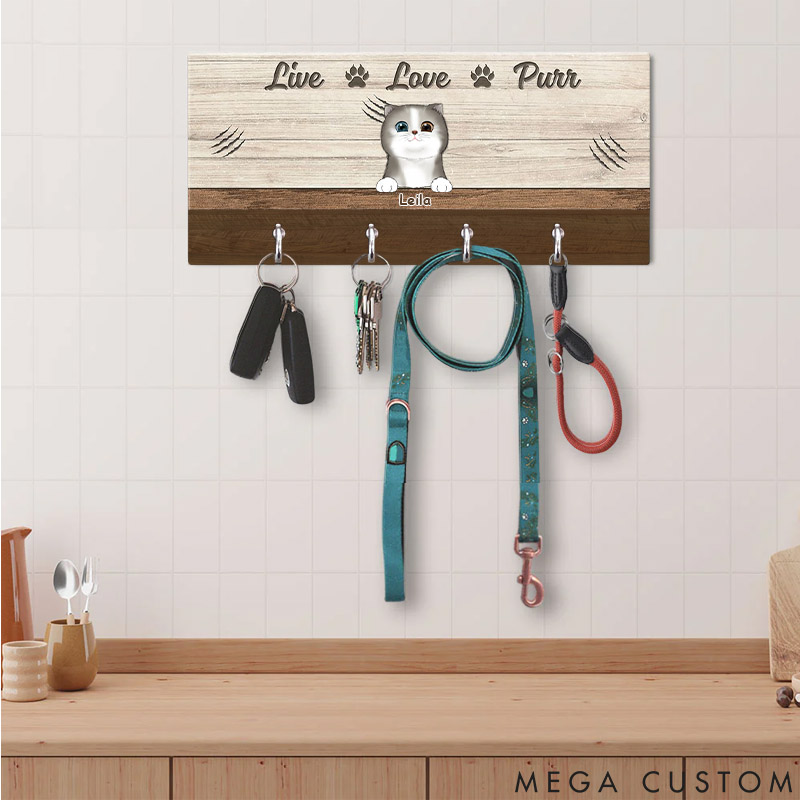 Personalized Cat Lover Live Love Purr Key Holders