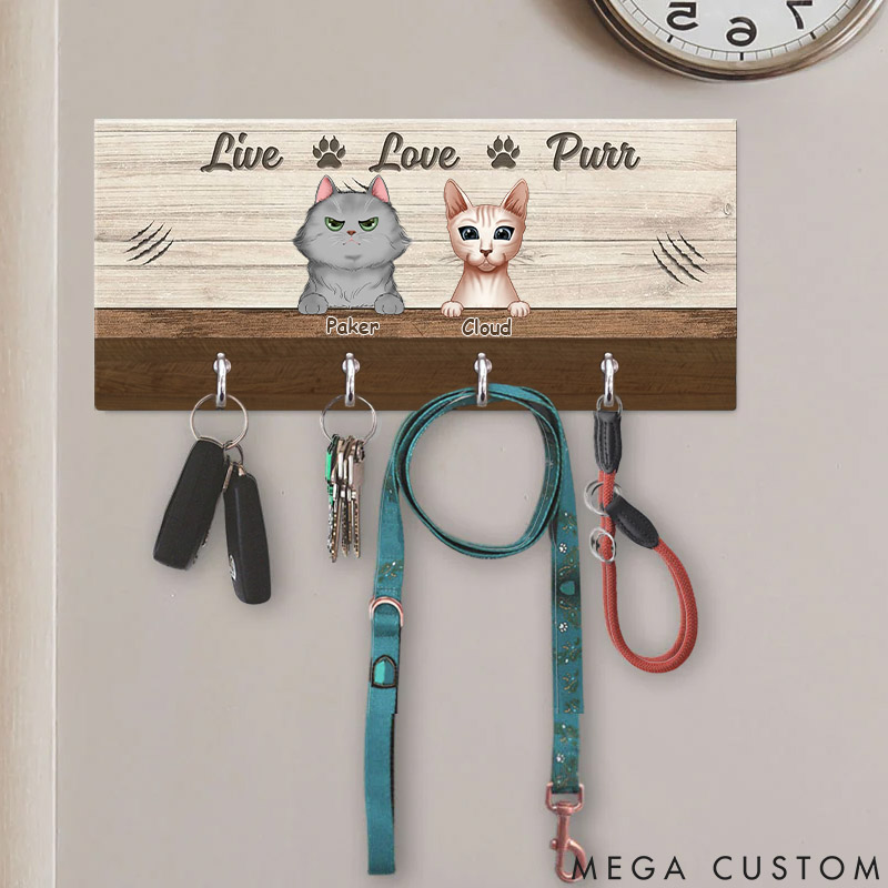 Personalized Cat Lover Live Love Purr Key Holders