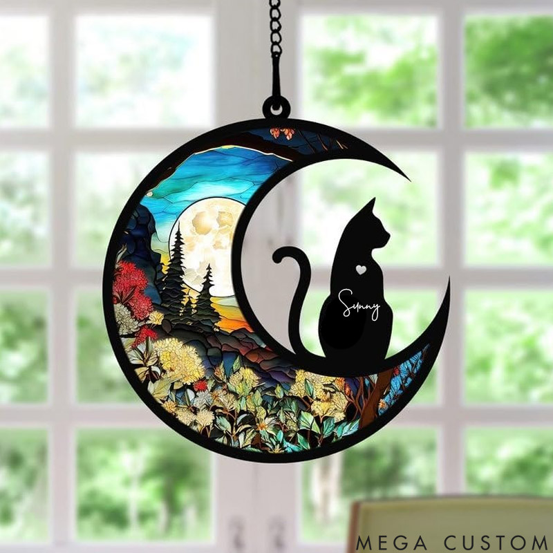Personalized Cat Lover Loss of Cat Memorial Sun Catcher