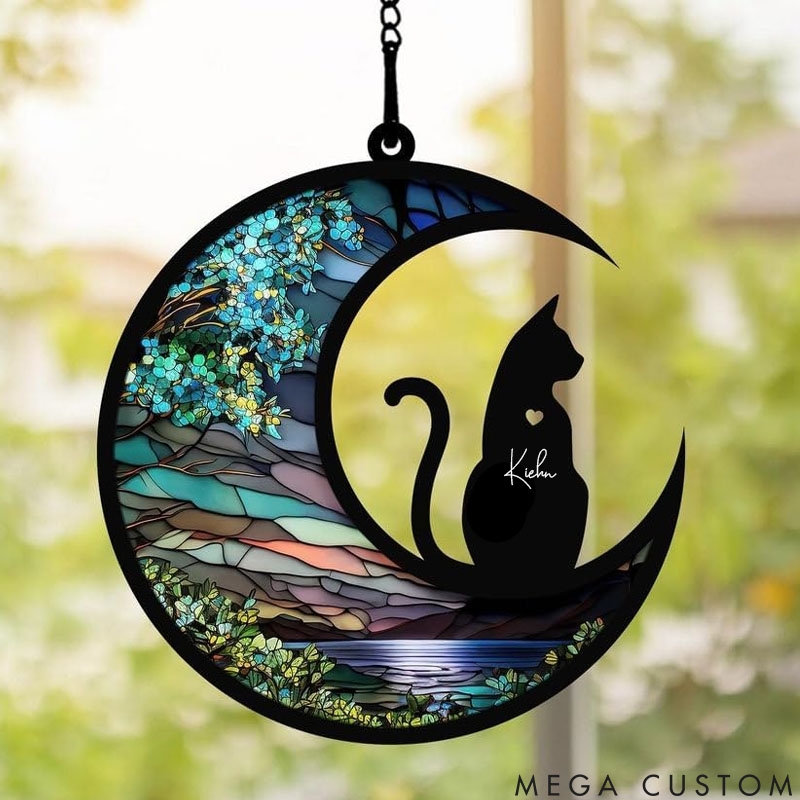 Personalized Cat Lover Loss of Cat Memorial Sun Catcher