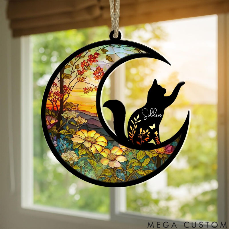Personalized Cat Lover Loss of Cat Memorial Sun Catcher