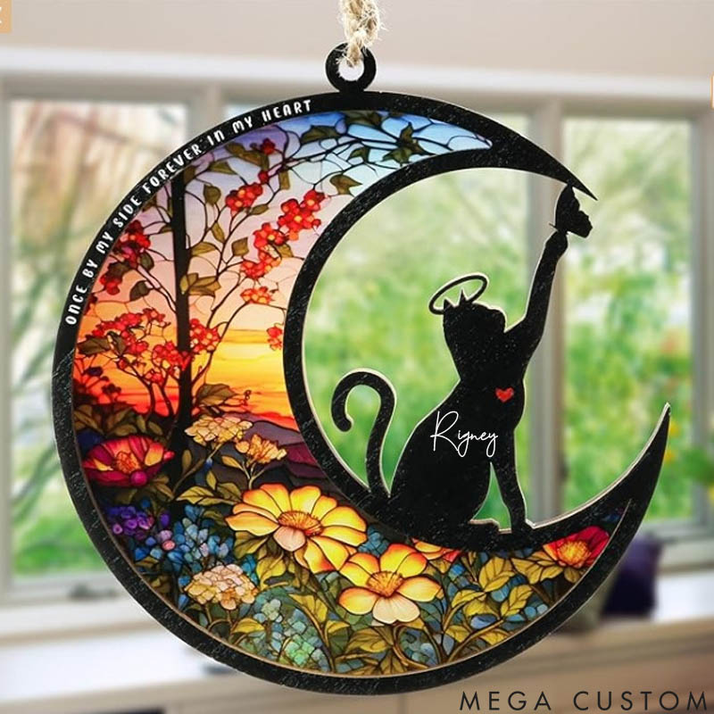 Personalized Cat Lover Loss of Cat Memorial Sun Catcher