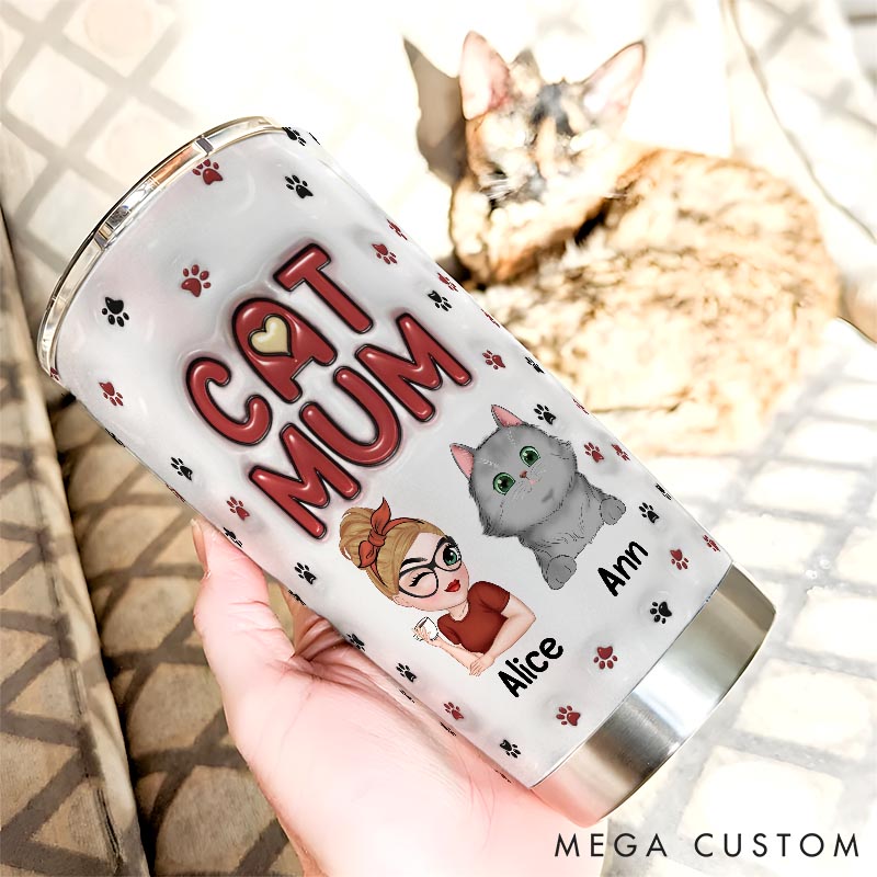 Personalized Cat Lover Lovely Cat Mom 20oz Tumbler