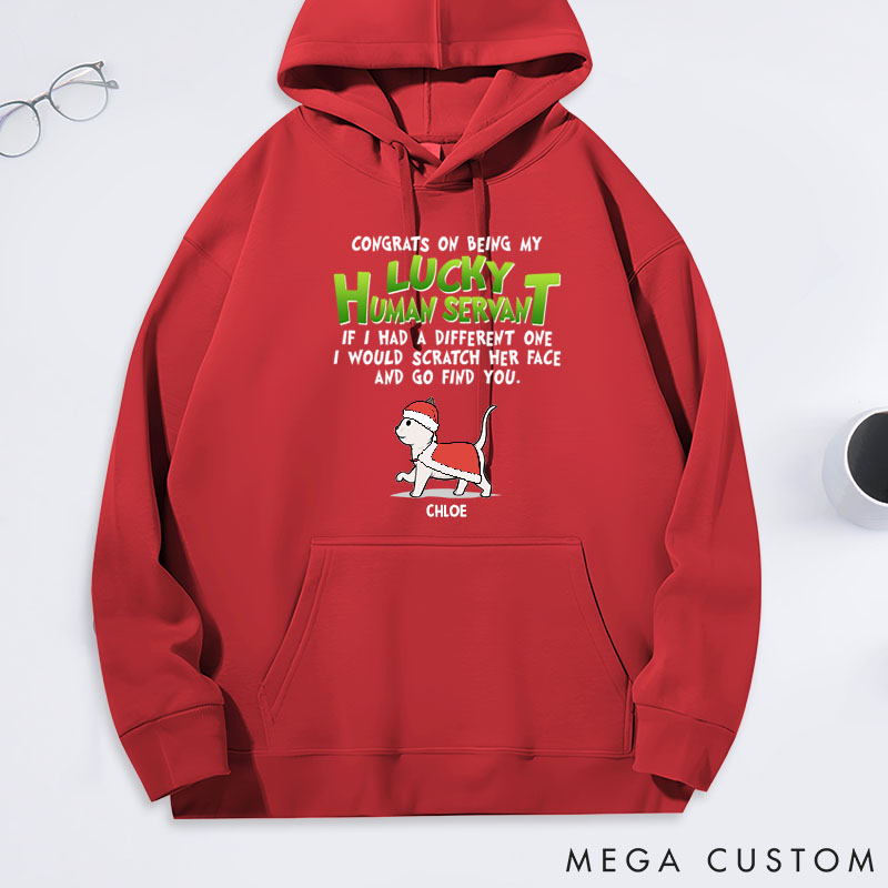 Personalized Cat Lover Lucky Human Servant Classic Hoodies
