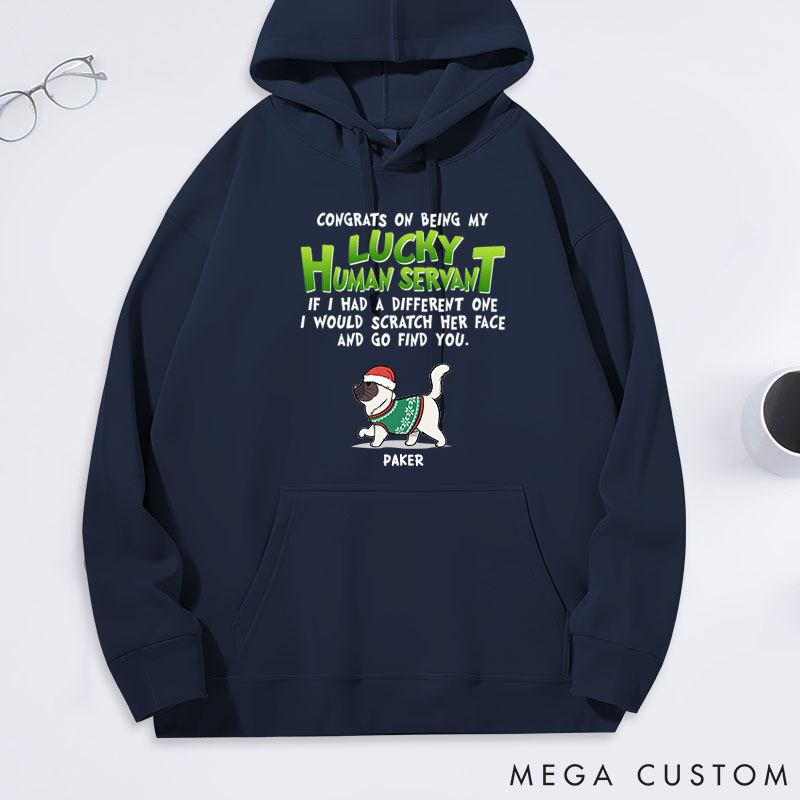 Personalized Cat Lover Lucky Human Servant Classic Hoodies