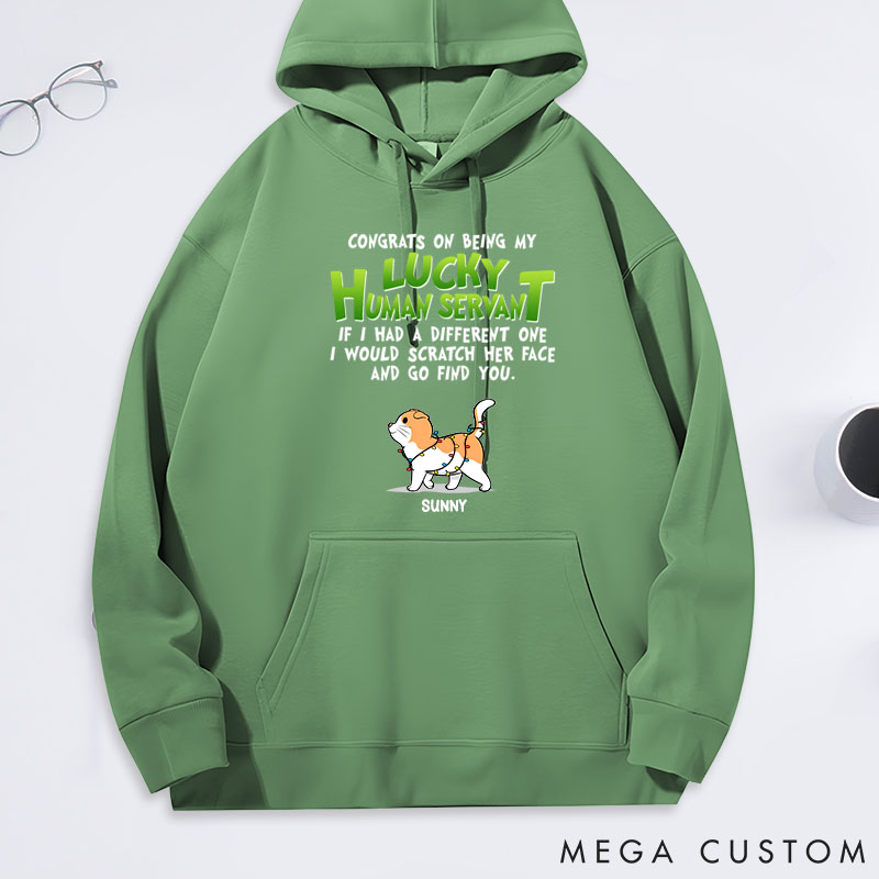 Personalized Cat Lover Lucky Human Servant Classic Hoodies