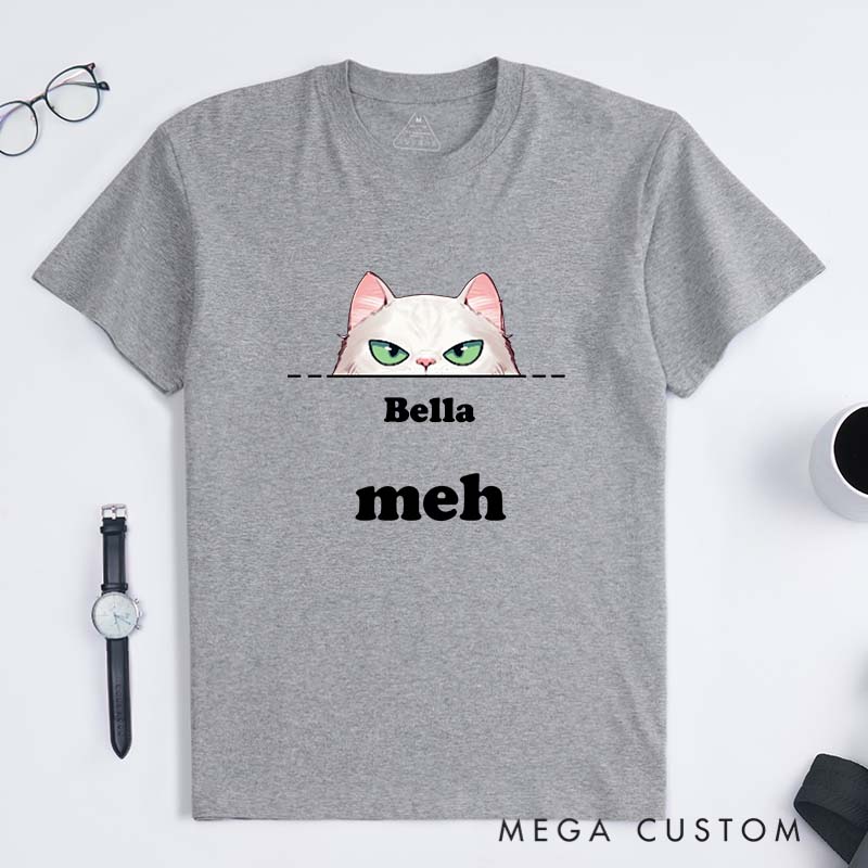 Personalized Cat Lover Meh Cat T-Shirt