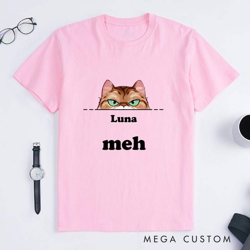 Personalized Cat Lover Meh Cat T-Shirt