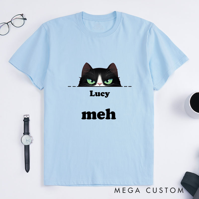 Personalized Cat Lover Meh Cat T-Shirt