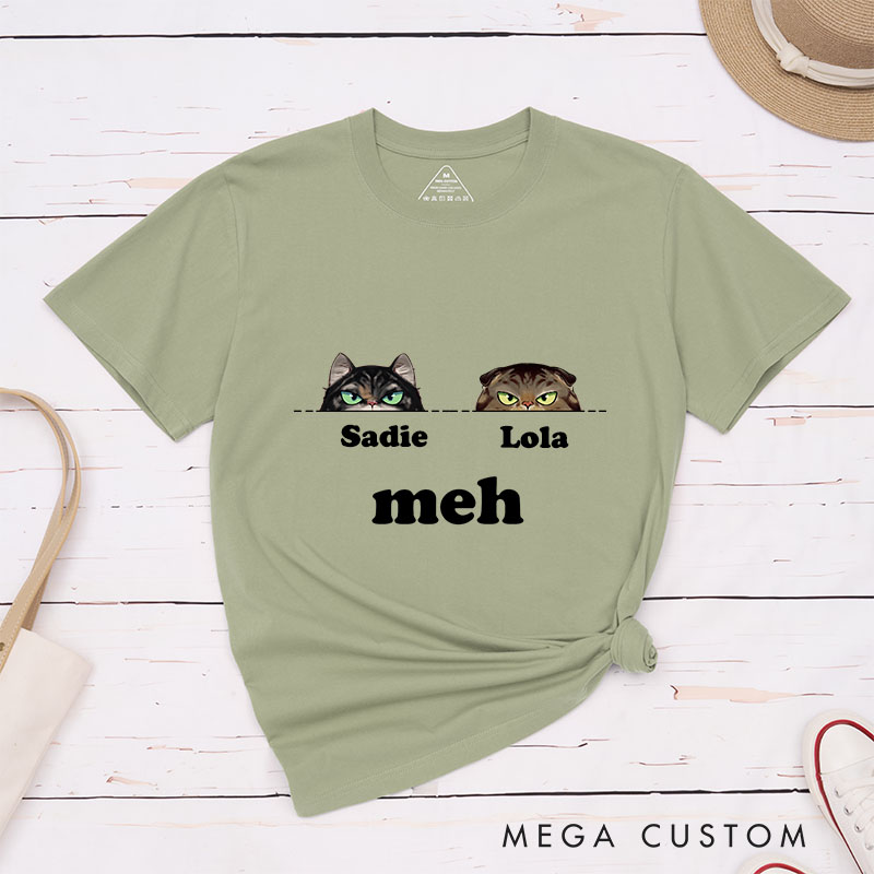 Personalized Cat Lover Meh Cat T-Shirt